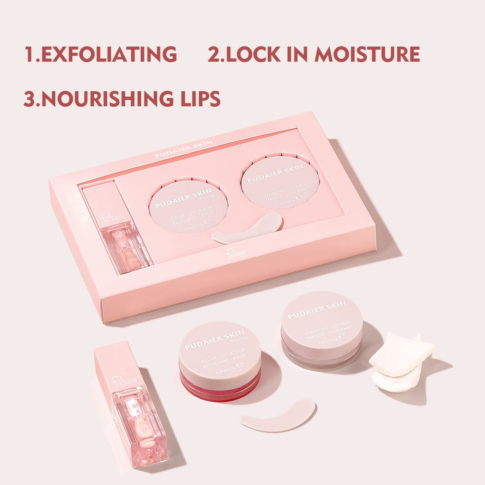 Pudaier Lip Care Set Exfoliating Lip Scrub Moisturizing Lip Mask Lip Oil Lipstick